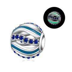 Silver Plated Round Charm Pendant for Beaded Bracelet