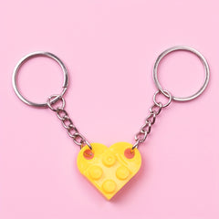 Heart Shape Building Block Keychain Couple Friendship Family Gift