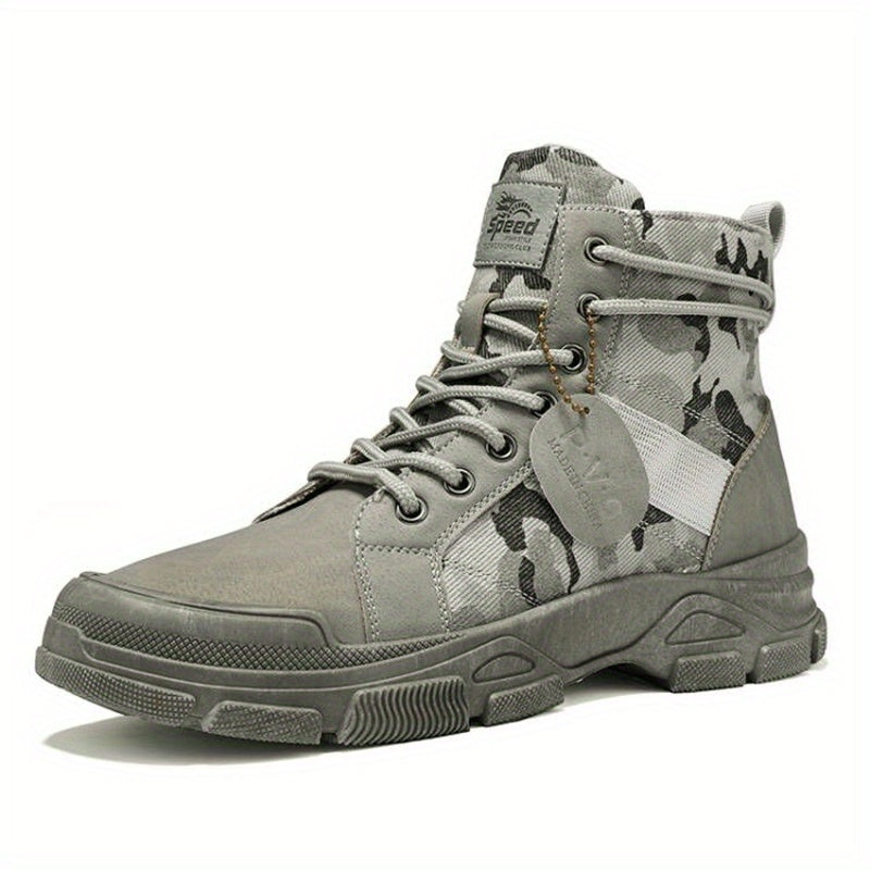 Men's Tactical Camo High Top Lace Up Boots Outdoor Hiking Shoes