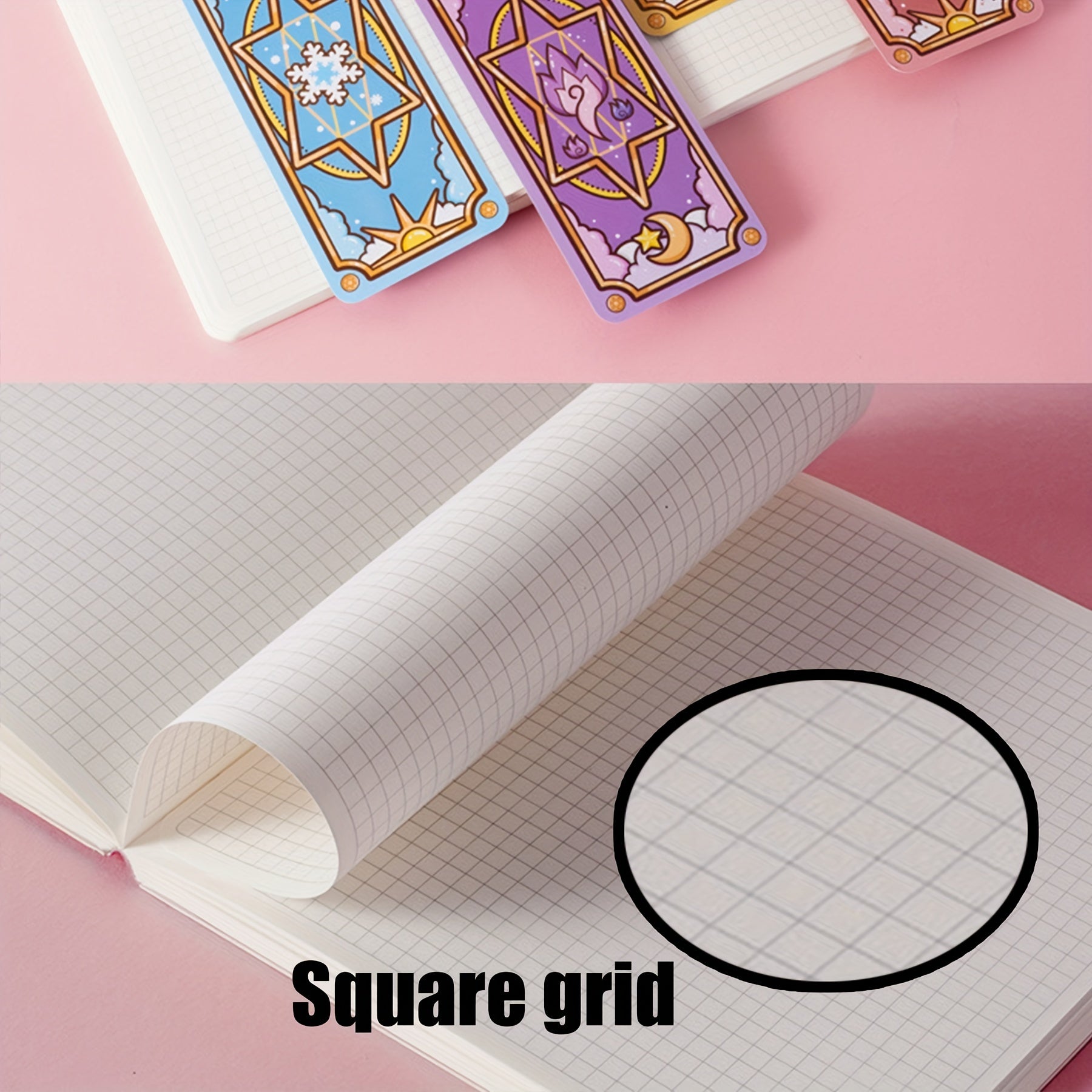 Magical Girl Diary Set Handwritten Notebooks w/ Bookmarks Stickers 160 Pages
