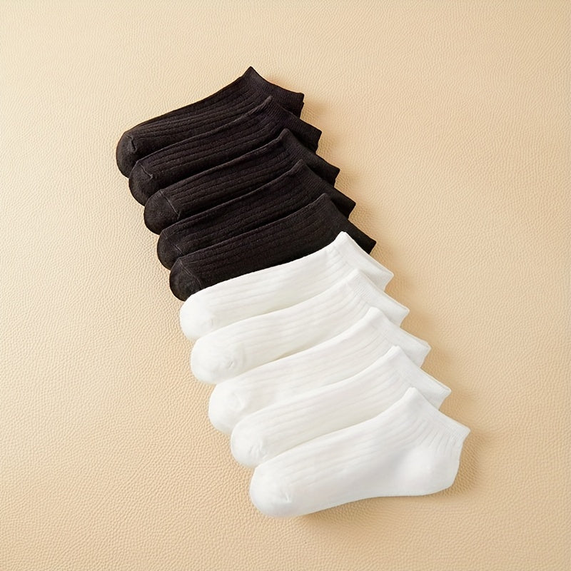 10 Pairs Women's Soft Lightweight Ankle Socks Solid Colors