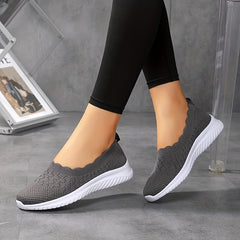 Women's Knit Flat Shoes Comfy Slip On Anti skid Casual Walking Shoes