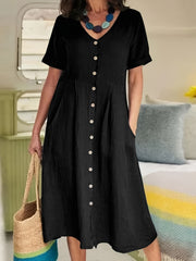  Women's V Neck Loose Fit Dress
