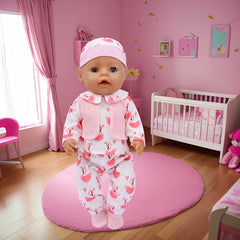 Flamingo Doll Outfit Set - Hat, Shoes, Pants, Top - Fits 35-56-45 Dolls