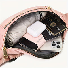 Casual Nylon Waist Bag Double Zipper Crossbody Bag Women's Fanny Pack