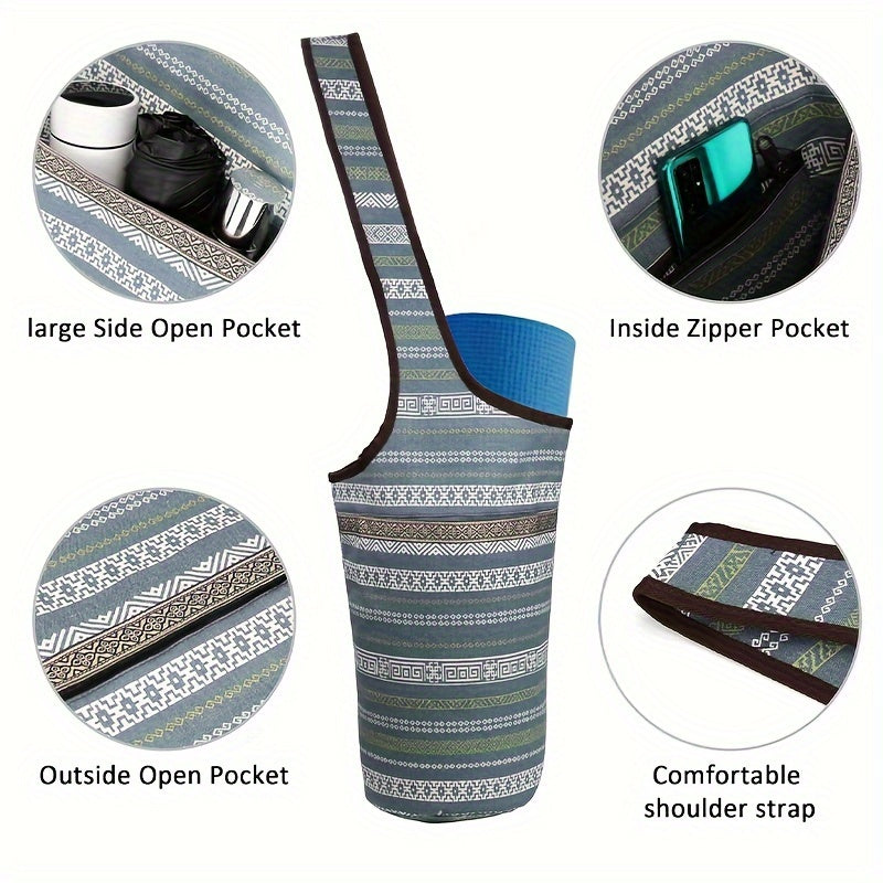Yoga Mat Bag With Large Pocket And Zipper Pocket