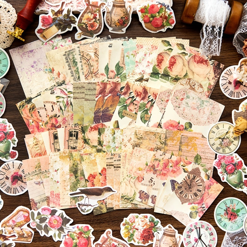 100 Sheets Vintage Literary Characters Scrapbooking Supplies Set