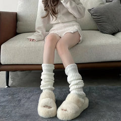 Rib Knit Leg Warmers Knee High Socks Women's Stockings