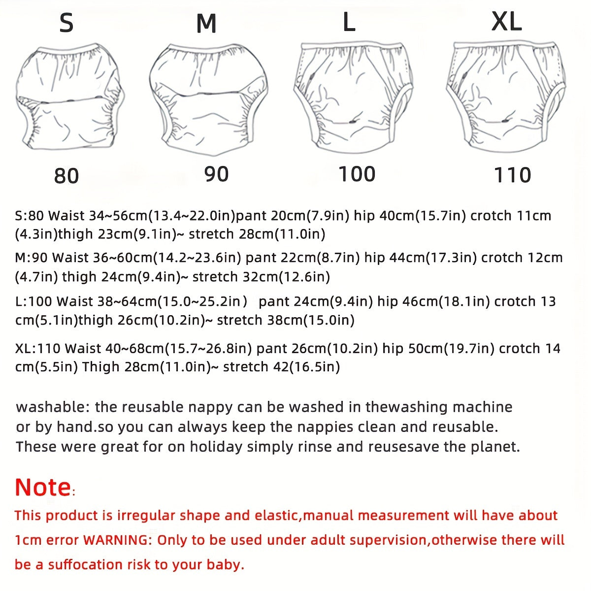 Baby Fabric Cloth Diapers Waterproof Training Pants Reusable Nappies Diaper