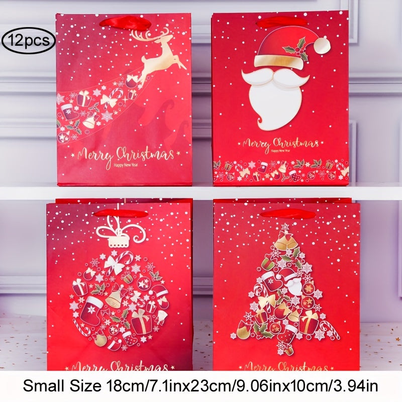 12pcs Christmas Craft Gift Bag Large & Small Sizes for Parties and Holiday Gifts