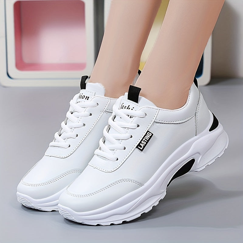 Women's Colorblock Sneakers Anti-Skid Low Top Lace Up Shoes