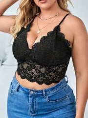 Floral Embroidery Longline High Stretch Bra Plus Size Women's Plus