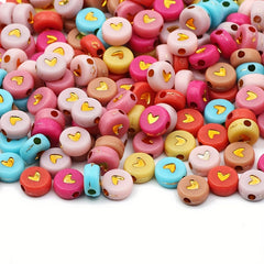100pcs Mixed Acrylic Heart Letter Beads for DIY Jewelry Making