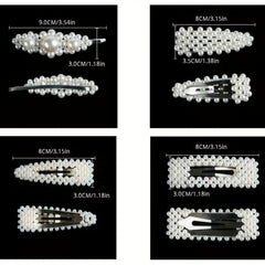 Faux Pearl Beaded Hair Clip Snap Clip Bobby Pin Hair Styling Accessory