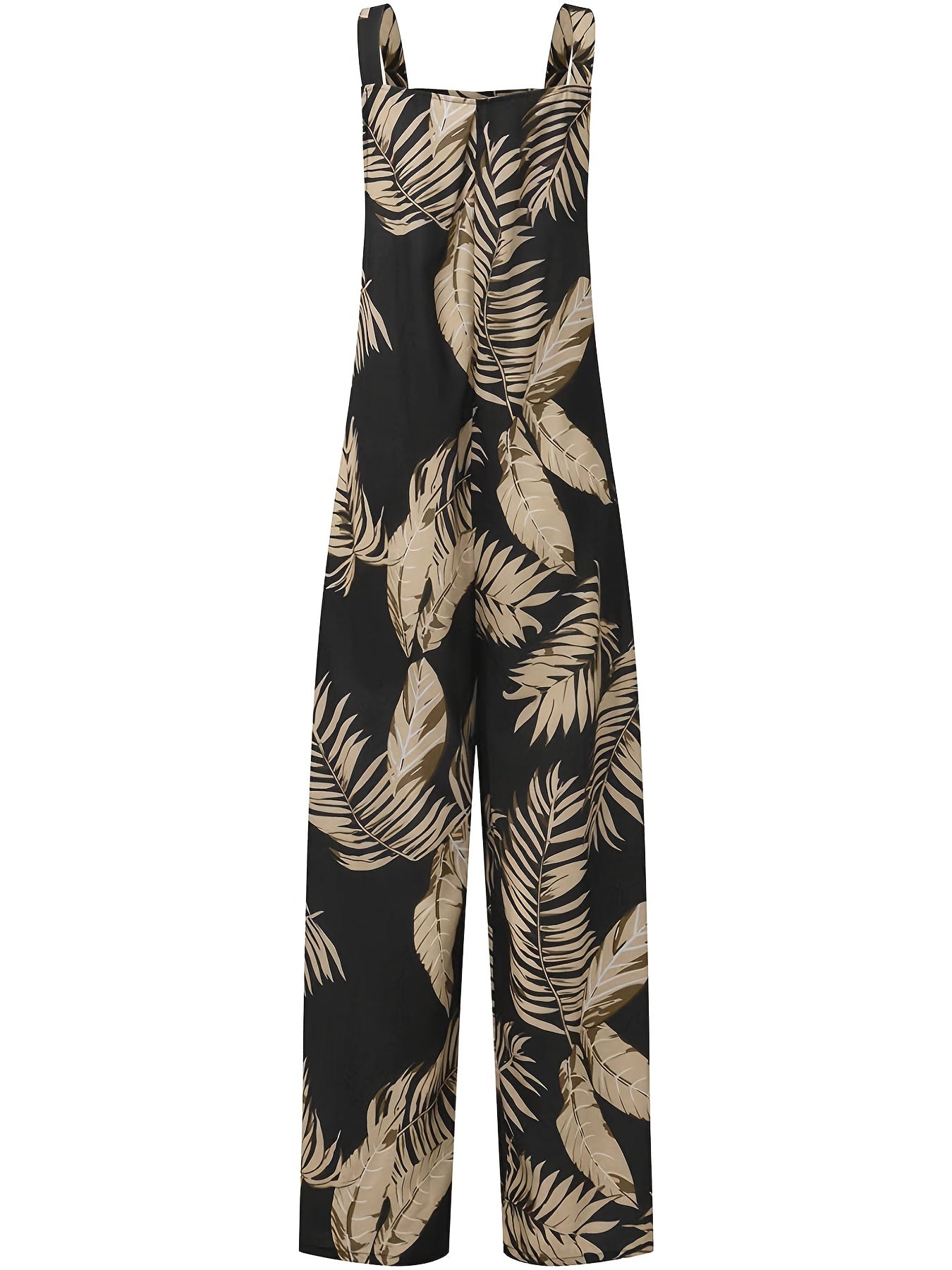 Boho Tropical Print Cami Jumpsuit Sleeveless Wide Leg