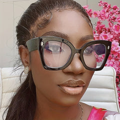 Light Blocking Glasses Large Cat Eye Clear Lens Anti Eyestrain