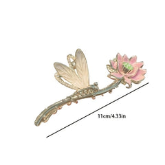 Chinese Style Lotus Flower Hair Claw Clip Vintage Enamel Non Slip Grip Hair Jaw