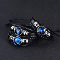 Zodiac Charm Bracelet Multilayer Leather Bangle