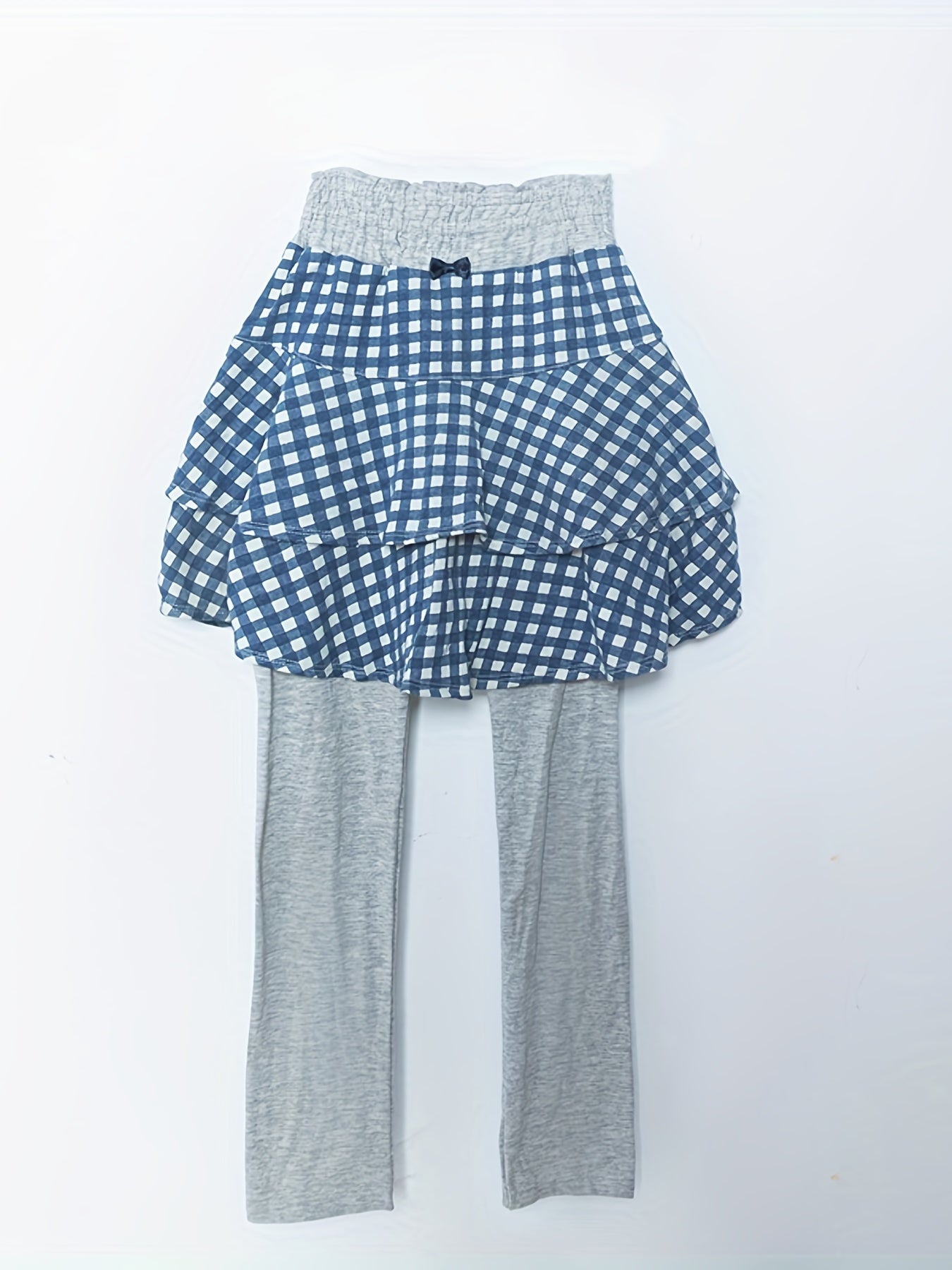 Girls' 2 In 1 Skort Legging Pants Plaid Skirt Breathable Thin