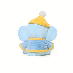 Elephant Plush Toy Realistic Cartoon Elephant with Yellow Knit Hat & Overalls