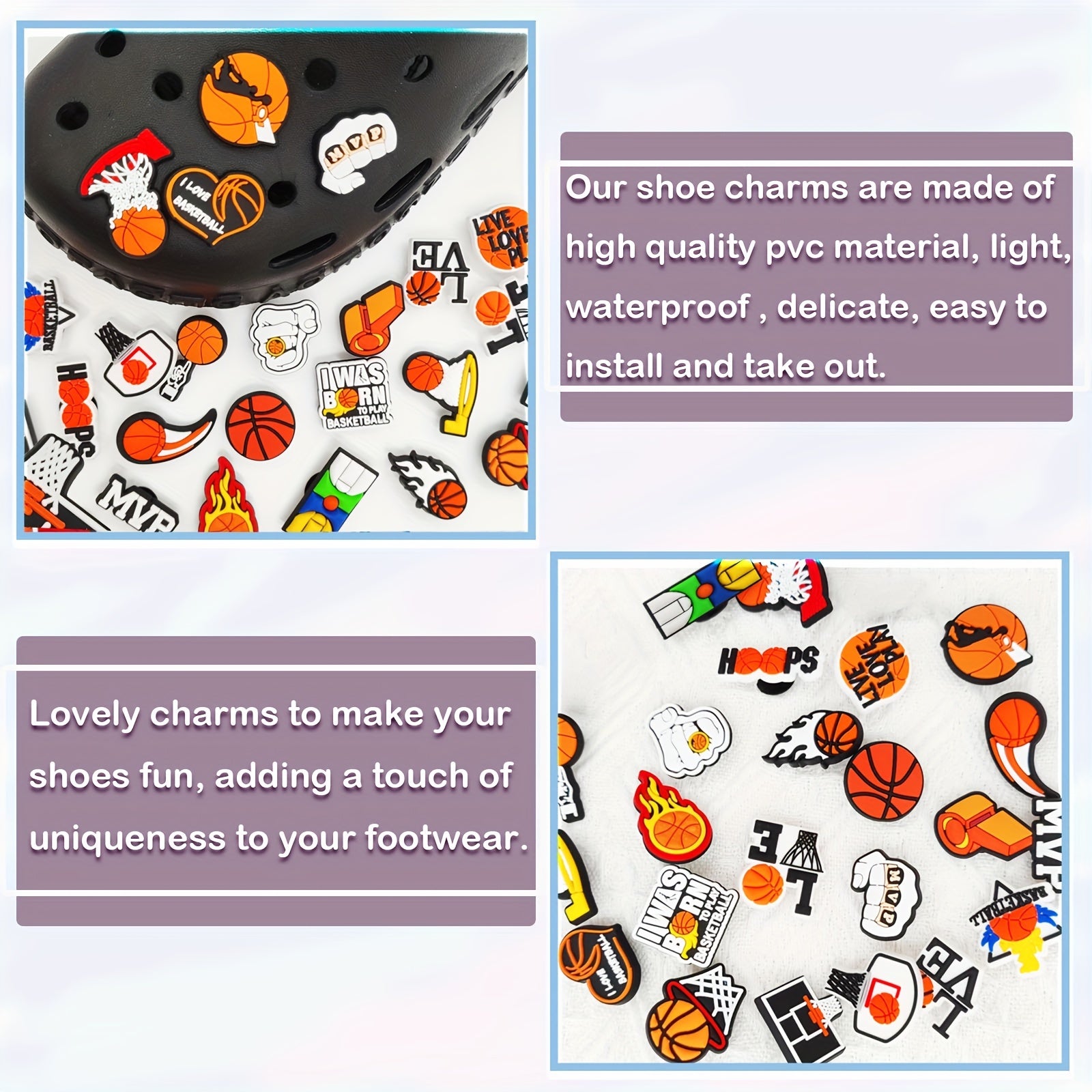 26Pcs Basketball Shoe Charms For Clogs Garden Shoes DIY Accessories