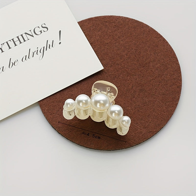 3PCS Small Faux Pearl Hair Claw Clips Hair Jaw Clips Barrettes Hair Accessories