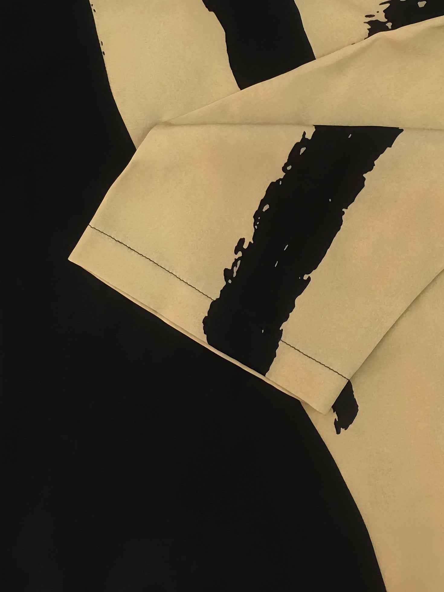  Colorblock Brush Print Half Sleeve Top