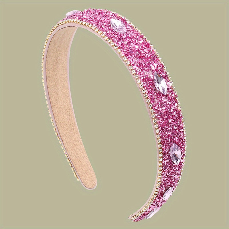 Baroque Rhinestone Headband Glitter Head Hoop Colorful Headdress