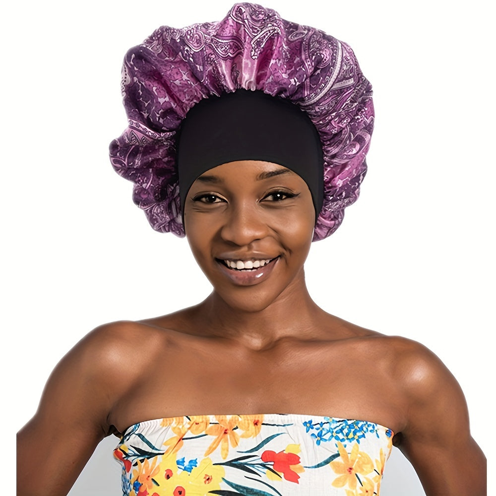 Paisley Print Satin Bonnet for Women, Soft Night Cap