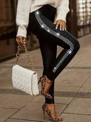  Rhinestone Decor High Rise Leggings