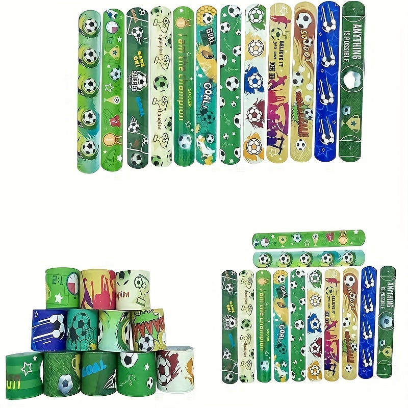 12pcs Soccer Pattern Slap Bracelet for Soccer Party