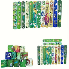 12pcs Soccer Pattern Slap Bracelet for Soccer Party