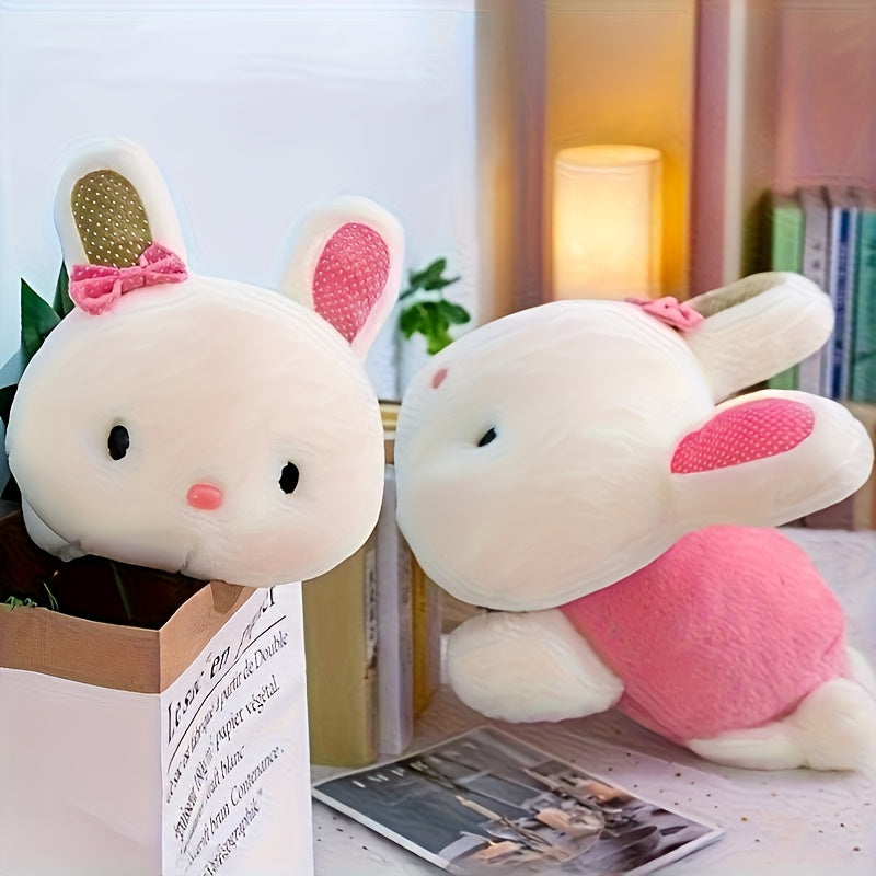 Cute Bunny Plush Toy with Pink Bow - Perfect Gift for Kids