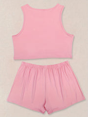 Women's Plus Slogan Print Tank Top & Shorts Set