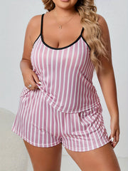  Striped Cami Top & Shorts Loungewear Set