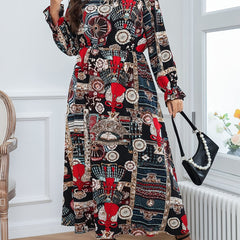 Flounce Sleeve Tie Front Maxi Dress