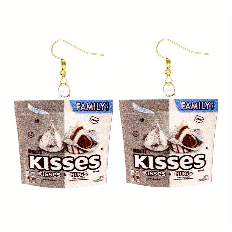 Funny Snack Bag Dangle Earrings Chip Candy Cookie Chocolate Bag Hip Hop Style