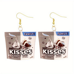 Funny Snack Bag Dangle Earrings Chip Candy Cookie Chocolate Bag Hip Hop Style