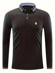 Ghost Basketball Print Men's Casual Long Sleeve Polo Shirt