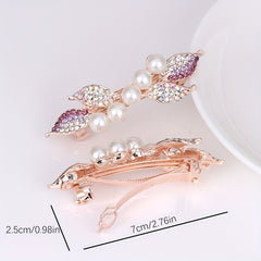 Leaf Hair Clip Pearl French Barrette Decorative Accessory