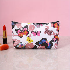 Flower Butterfly Print Cosmetic Bag Travel Storage Pouch