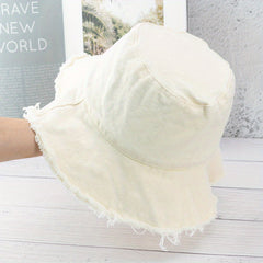 Vintage Frayed Brim Washed Bucket Hat for Women