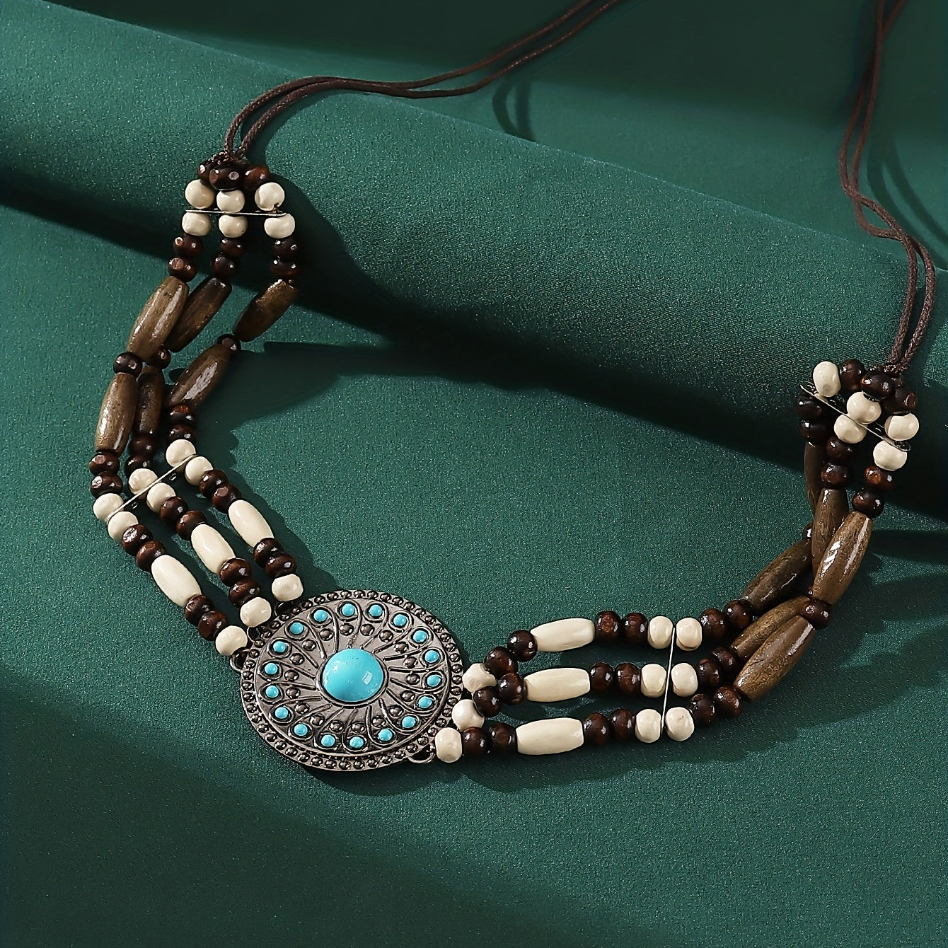 Boho Style Wide Head Chain Wooden Bead Hair Band