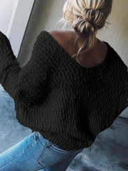  Solid Long Sleeve V Neck Stretch Jumper