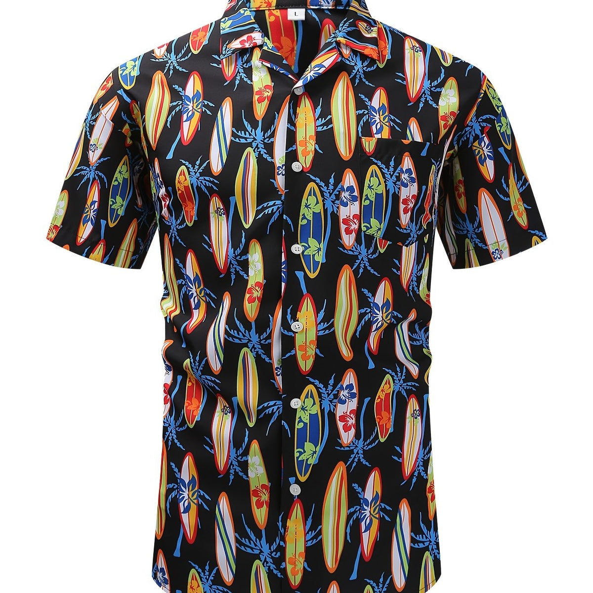 Surfboard Print Hawaiian Shirt Men s Casual Short Sleeve Summer Resort Top