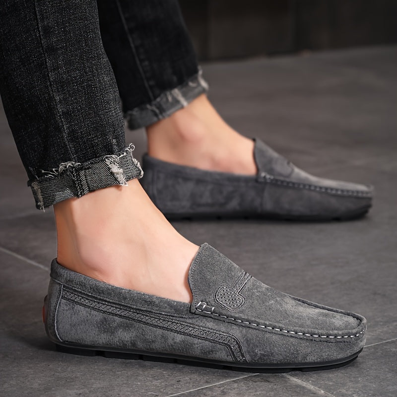 Men's Stitched Loafer Shoes Rubber Sole Slip On