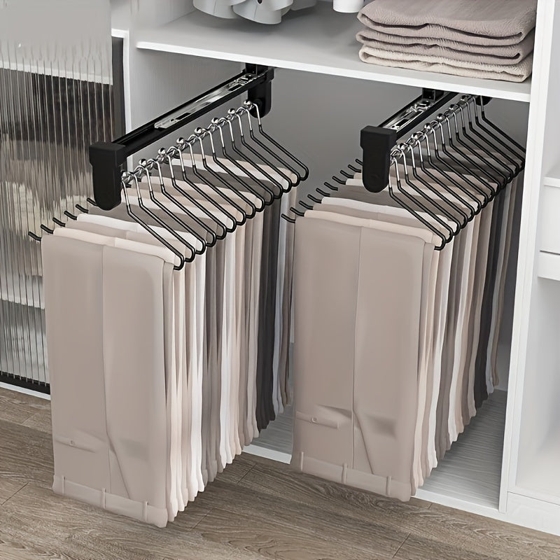 Pull Out Pants Rack Telescopic Hanging Clothes Rack Metal Storage Rod Rail