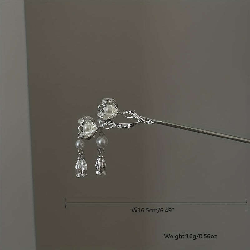 Chinese Style Faux Pearl Hair Stick Flower Hair Accessory