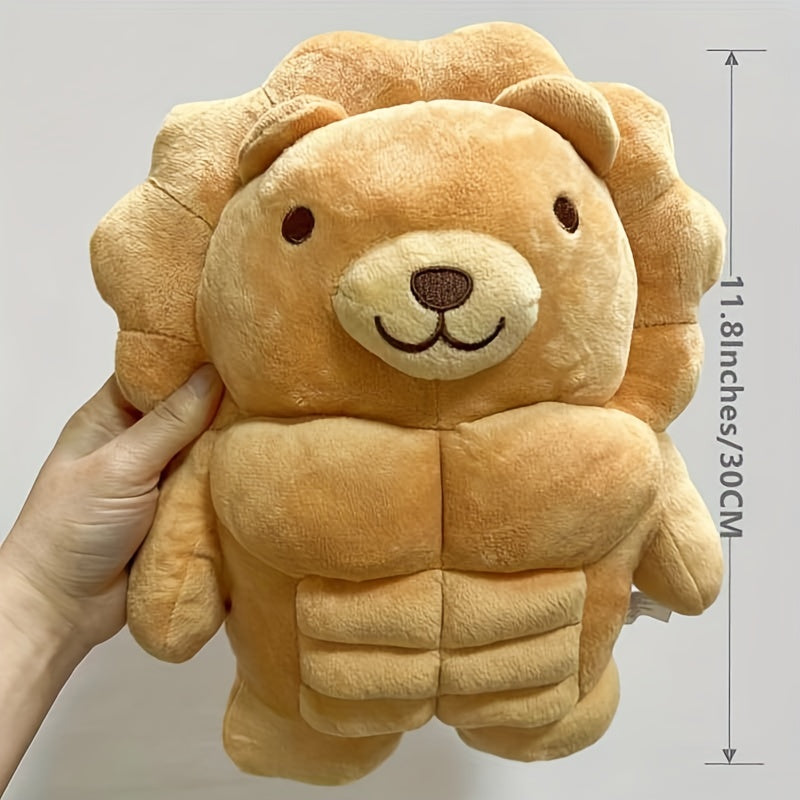 11in Big Muscle Teddy Bear Plush Toy Lion Animal Doll