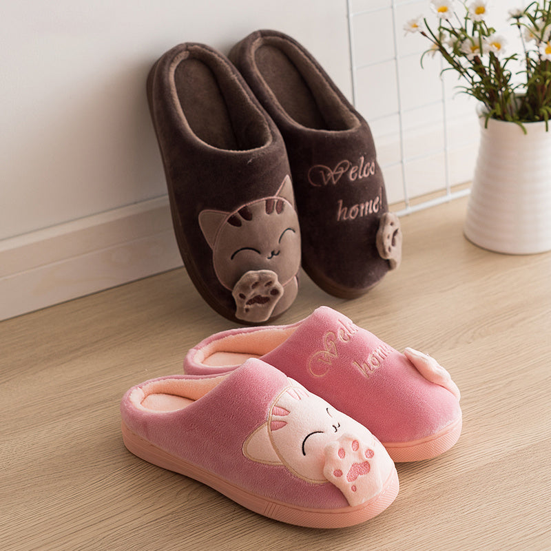 Cartoon Cat Memory Foam Slippers, Cozy Unisex Indoor House Shoes
